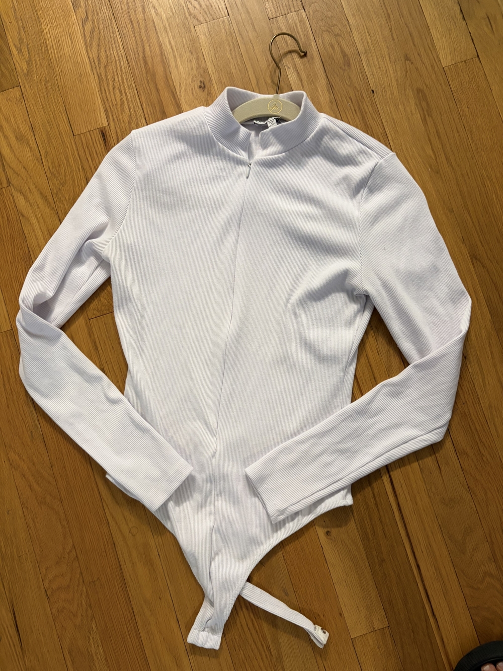 White Long-Sleeve Mock Neck Bodysuit